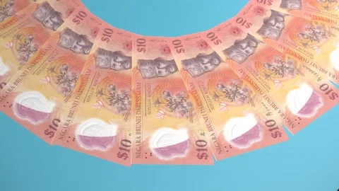 Decorative Looping Design 10 Ringgit Curency of Brunei Darussalam Stock Footage 303815418