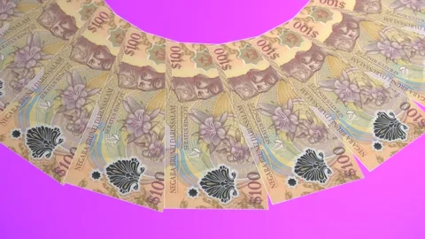 Decorative Looping Design 100 Ringgit Curency of Brunei Darussalam Stock-Footage 303815581