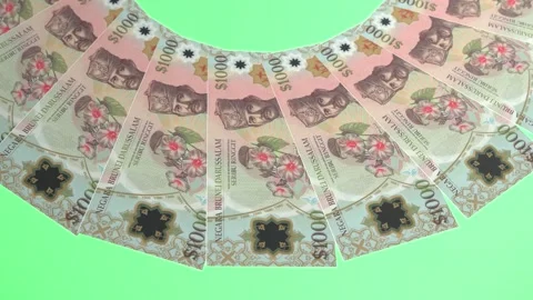 Decorative Looping Design 1000 Ringgit Curency of Brunei Darussalam Stock Footage 303815685