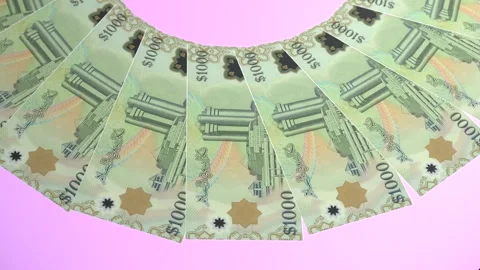 Decorative Looping Design 1000 Ringgit Curency of Brunei Darussalam Stock Footage 303815691