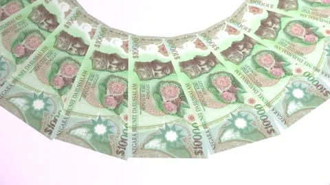 Decorative Looping Design 10000 Ringgit Curency of Brunei Darussalam Stock Footage 303815729