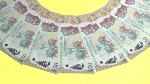 Decorative Looping Design 50 Ringgit Curency of Brunei Darussalam Stock-Footage 303815517