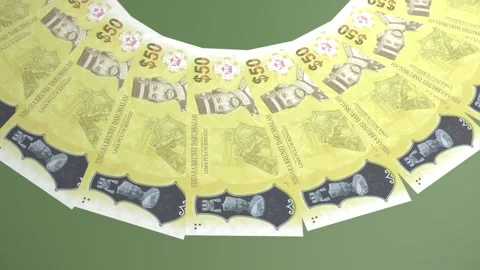 Decorative Looping Design 50 Ringgit Curency of Brunei Darussalam Stock Footage 303815519