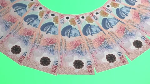 Decorative Looping Design 500 Ringgit Curency of Brunei Darussalam Stock-Footage 303815654