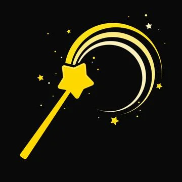 Decorative magic wand with a magic trace. Star shape magic accessory. Web sit Stock Illustration