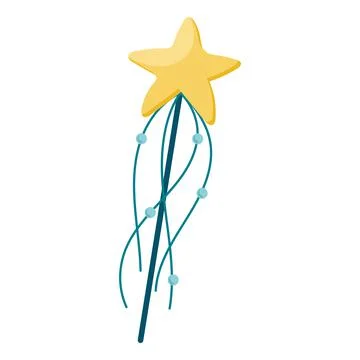 Decorative magic wand with star. Star shape magic accessory. Stock Illustration