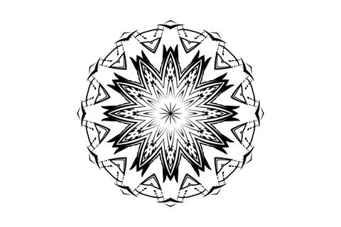 Decorative Mandala Central Circle with Radiating Pattern Illustrazione stock