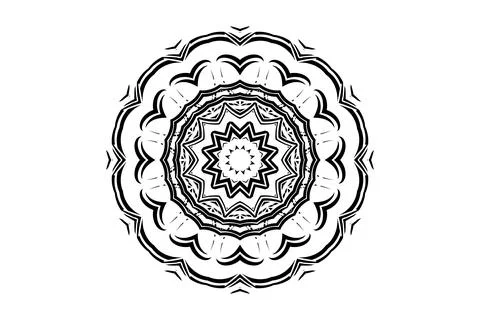 Decorative Mandala Central Circle with Radiating Pattern Illustrazione stock