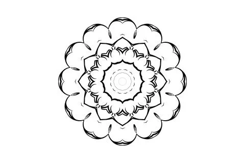 Decorative Mandala Central Circle with Radiating Pattern Stock Illustration
