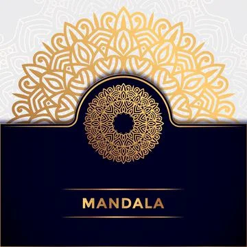 Decorative mandala pattern design with golden color Premium Vector Stock Illustration