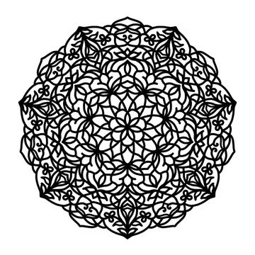 Decorative Mandala Pattern Detailed Symmetrical Line Drawing Stock Illustration