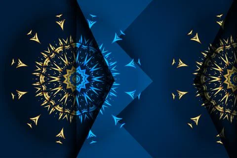 Decorative Mandala Pattern With Star Shaped Geometric Blue Center Stock-Illustration