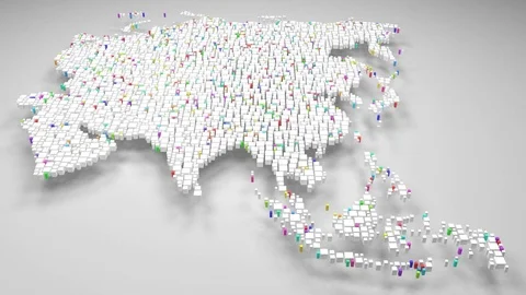 Decorative map of Asia Stock Footage 85031131