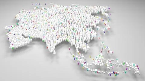 Decorative map of Asia Stock Illustration