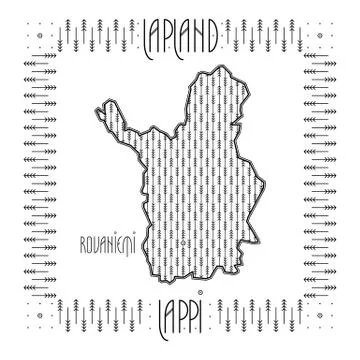 Decorative Map of Lapland Stock Illustration