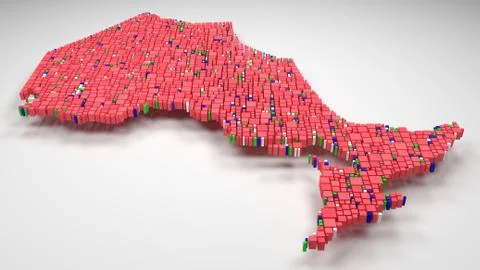 Decorative Map of Ontario - Canada - Stock Illustration