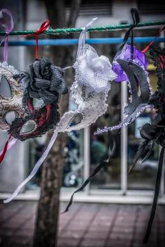 Decorative Masks on a String Foto stock