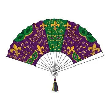 Decorative Masquerade Fan Vector for Mardi Gras Party Illustrazione stock