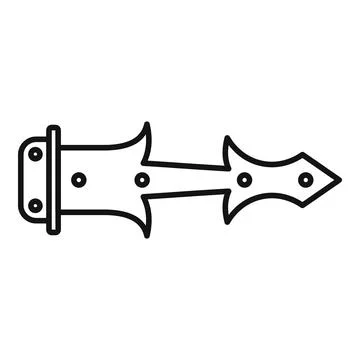 Decorative medieval door hinge hardware outline icon Stock Illustration