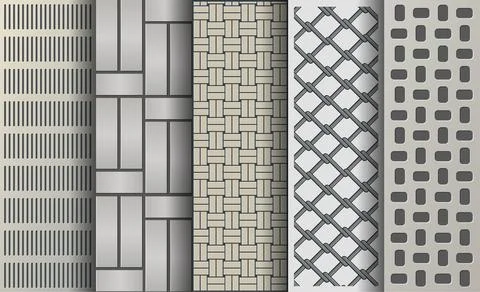 Decorative metal panel pattern set with perforated grille designs Stock Illustration