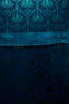 Decorative metallic blue damask pattern wrapping paper Stock Illustration