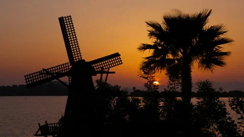 Decorative mill silhouette. Video stock 250555863