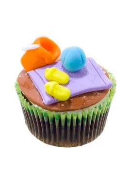 Decorative mocha cupcake Stock Photos