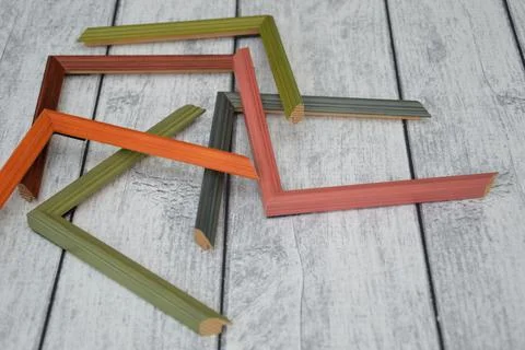 Decorative modern colored picture frames. Patterns of frames for a baguette, Stock Photos