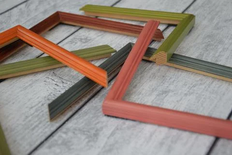 Decorative modern colored picture frames. Patterns of frames for a baguette, Stock Photos