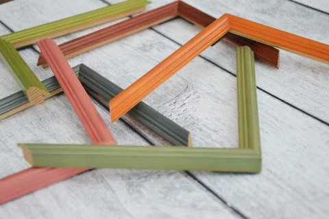 Decorative modern colored picture frames. Patterns of frames for a baguette, Stock Photos