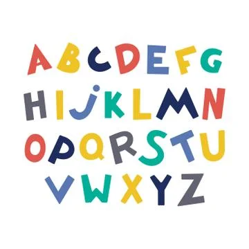 Decorative modern creative English alphabet. Creative cartoon funny kids font Stock Illustration