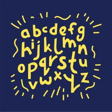 Decorative modern creative English alphabet. Creative cartoon funny kids font Stock Illustration
