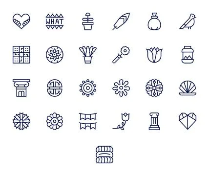 Decorative Modern Vector Collection with 25 Regular Line High Resolution Gr.. Stock Illustration