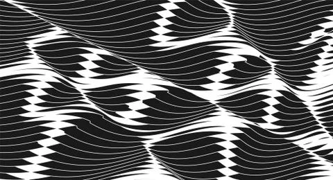 Decorative monochrome abstract lined hypnotic contrast background. Stock Illustration