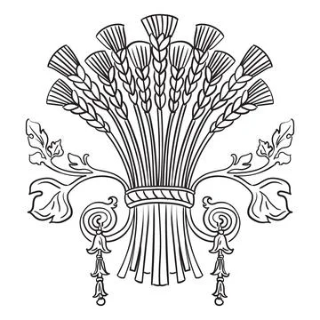Decorative monogram with ripe ears of grain crops vector Stock Illustration