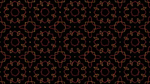 Decorative mosaic animated pattern with orange and red thin lines Stock Footage 152113173