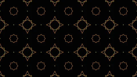 Decorative mosaic animated pattern with yellow and orange thin lines Stock Footage 152601558