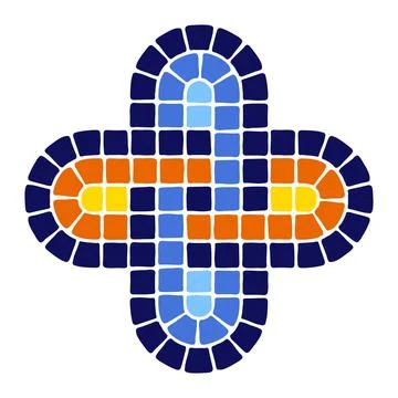 Decorative mosaic element. Ceramic antique stone ornament. Stock Illustration