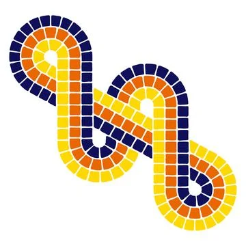 Decorative mosaic element. Ceramic antique stone ornament. Stock Illustration