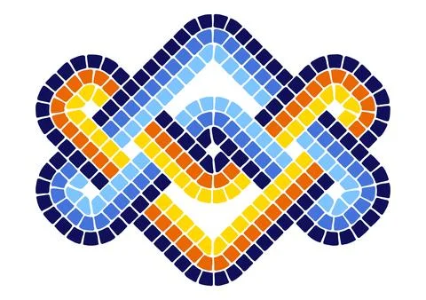 Decorative mosaic element. Ceramic antique stone ornament. イラスト素材