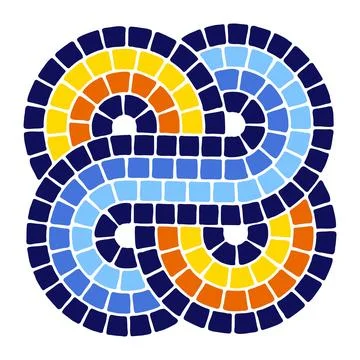 Decorative mosaic element. Ceramic antique stone ornament. Stock Illustration