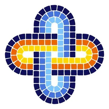 Decorative mosaic element. Ceramic antique stone ornament. Stock Illustration