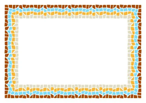 Decorative mosaic frame. Ceramic antique stone ornament. Stock Illustration