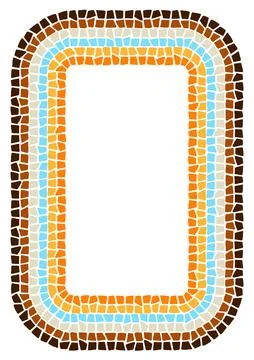 Decorative mosaic frame. Ceramic antique stone ornament. Stock Illustration