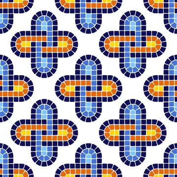 Decorative mosaic pattern. Ceramic antique stone ornament. Stock Illustration