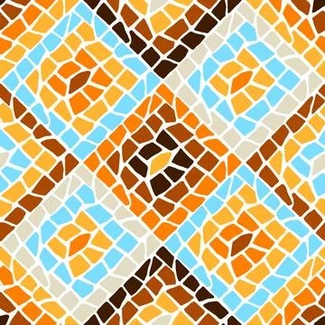 Decorative mosaic pattern. Ceramic antique stone ornament. Stock Illustration
