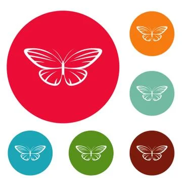 Decorative moth icons circle set vector Stockillustratie