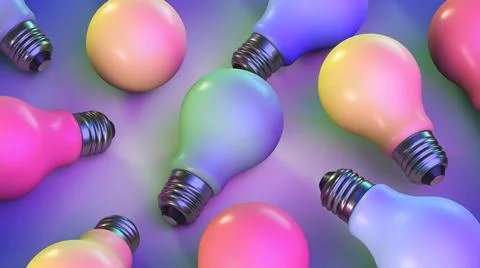 Decorative multi-colored light bulbs on the surface Stock-Fotos