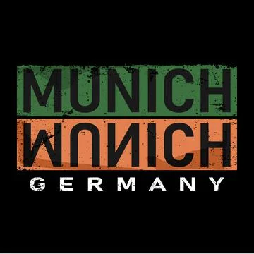 Decorative Munich Text, Black and green shirt Design Stock Illustration