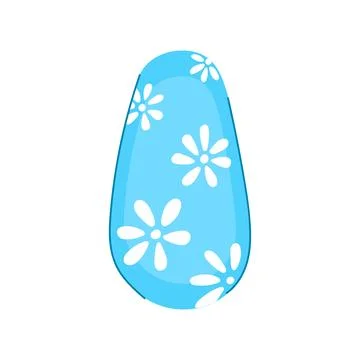Decorative nail art design featuring white floral pattern Illustrazione stock